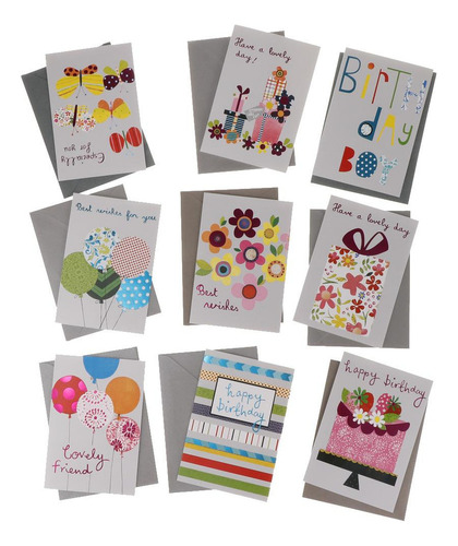9pcs / Set Lindo Tarjeta De Felicitación Con Sobres Niños