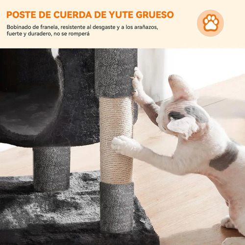 Torre Para Gatos 4 Niveles, Rascador Árbol Con Poste Rascador, Torre Para Gatos Con Plataforma Acolchada Y Pompón