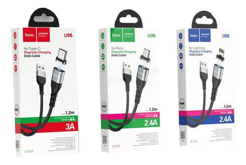 Cable Magnetico Usb A Tipo C V8 1.2m Hoco U96 Negro Calidad