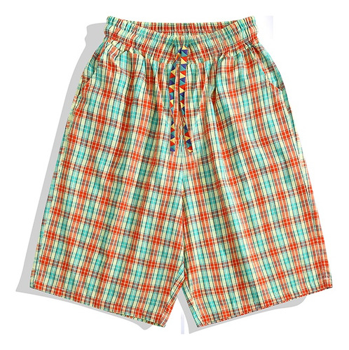 Pantalones Cortos A Cuadros De Color Algodón Puro Retro Depo