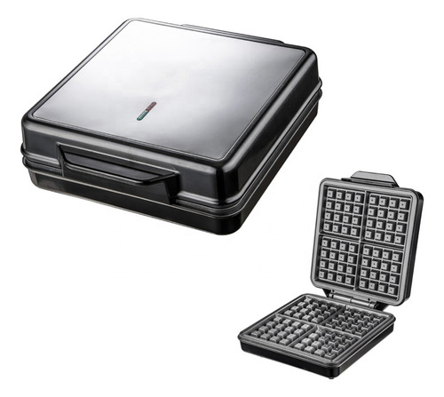 Máquina De Waffles De Aço Inoxidável De 4 Fatias Com Exterio