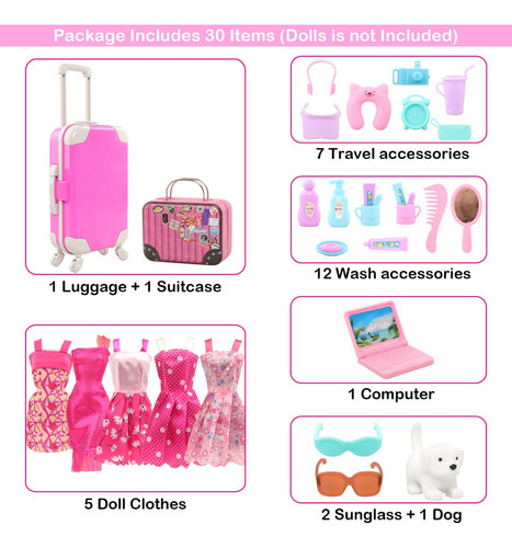 30 Ropa Y Accesorios Para Muñecas De 11.5 Pulgadas