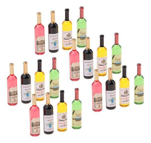 Paquete De 20 Botellas De Vino Miniatura De Casa De Muñecas