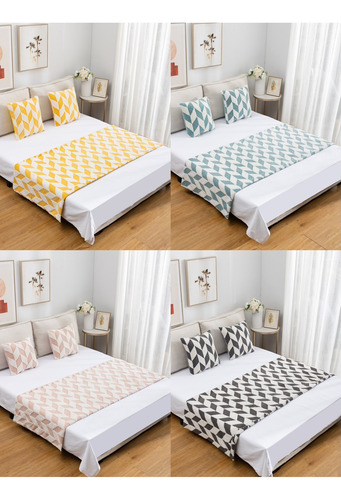 Pack Piecera Cama Diseño Peludo Rombo Asthetic 2 Plz Y King