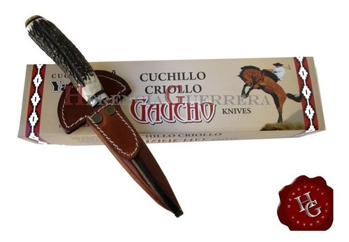 Imagen 5 de 7 de Cuchillo Yarará Criollo Ciervo Colorado Vaina Cuero 12,5