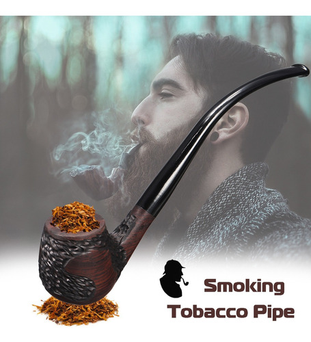 Ébano Pipa De Fumar Mango Largo Tabaco Cigarro Pipas 17cm P