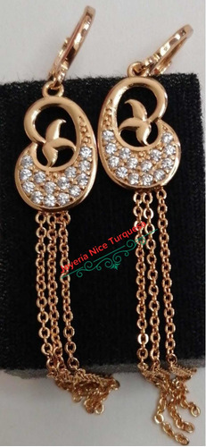 Aretes Baño De Oro 18 K Con Rodio