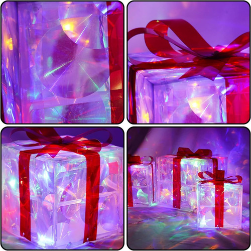 Cajas De Regalo De Navidad Luminosas De 3 Piezas