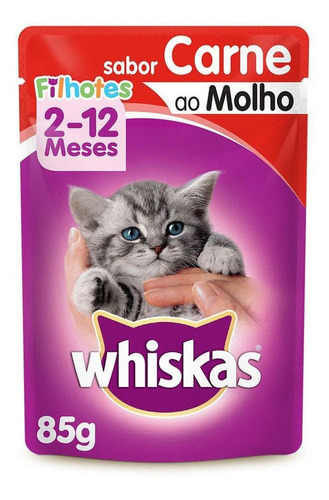 Alimento Úmido Whiskas Carne Ao Molho Filhotes 85g