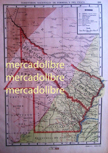 1939 Mapa Formosa Chaco Ferrocarril Estancia Limites Litigio