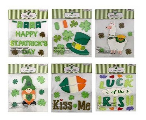 St Patrick's Day Shamrock Clover Gel Adhesivo Ventana Adorno