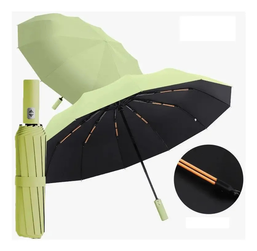 Guarda Chuva Grande Automatico Reforçado Contra Vento Origi. Cor Verde-matcha Desenho do tecido Liso