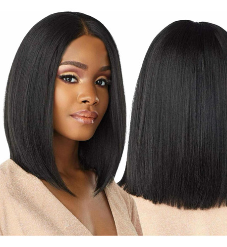 Peruca Lace Wig Orgânica Preto Moreno Liso Aceita Chapinha