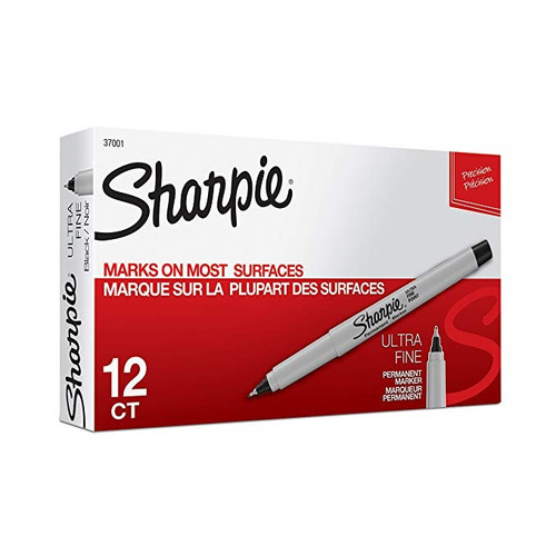 Sharpie Marcadores Permanentes, Ultra Fine Point, Negro, 12 