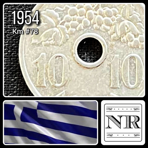 Grecia - 10 Lepta - Año 1954 - Km #78 - Paul I - Anular