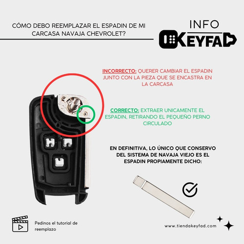 Carcasa Llave Chevrolet 3 Bot Navaja Cruze Prisma Onix Astra
