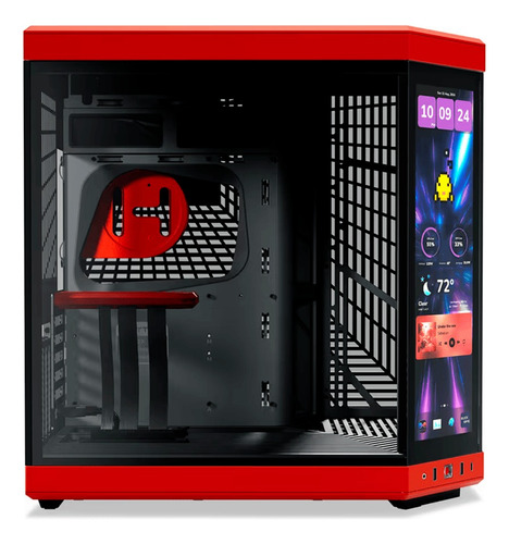 Gabinete Hyte Y70 Touch Infinite Atx Mid Tower Pantalla 2.5k Negro Y Rojo