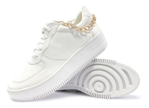 Imagen 2 de 4 de Zapato Tenis Moda Casual Blanco Con Plataforma Alta Calidad
