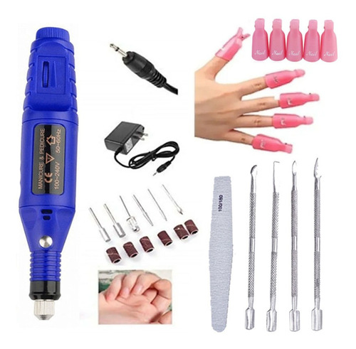 Torno De Uñas 15 Mil Rpm + Pack 10 Kit De Removedor De Gel U