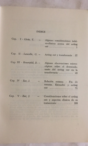 Libro El Acting Out Desde El Pensamiento Psicoanalítico Arg.