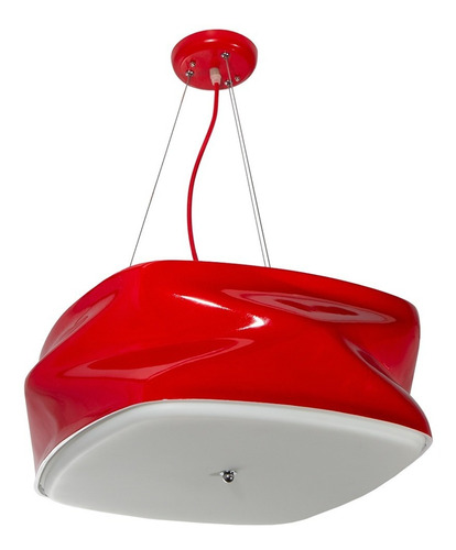 Lámpara Colgante Decorativa Roja Blanco  E27 3 Luces 