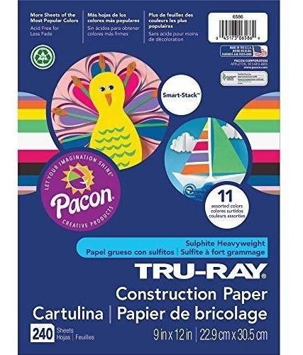 Pila De Papel De Construccion Tru-ray P6586, 9  X 12 , 11 Co