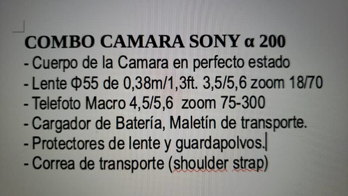 Imagen 6 de 7 de Cámara Sony Alpha 200 En Combo