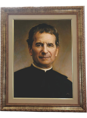 Quadro De São João Bosco, Mod. 01, Tam. 53x43cm. Angelus Dourado