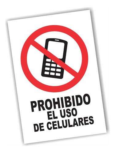 Cartel En Pvc 3mm Prohibido El Uso De Celulares 20x30cm 