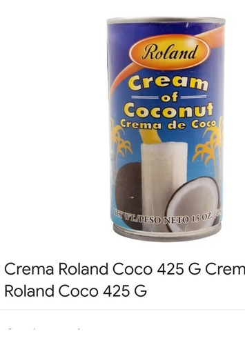 Crema De Coco Roland 425gr - g a $46