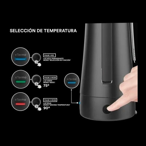 Imagen 6 de 8 de Termo Electrico Peabody E-termo 1l Mate Bombila Pe-et1001