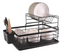Comprar Escurridor Secaplatos Acero 2 Pisos Grande Con Bandeja