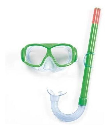 Kit Mergulho Infantil Snorkel + Óculos Banho Piscina Verde