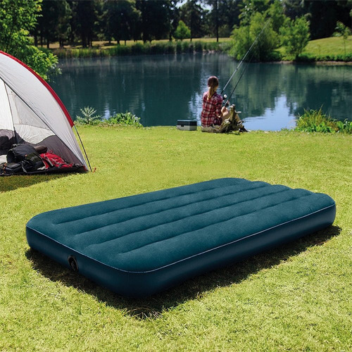 Colchon Inflable Uno 1 Plaza Dura Beam Standar Camping Intex Color Azul