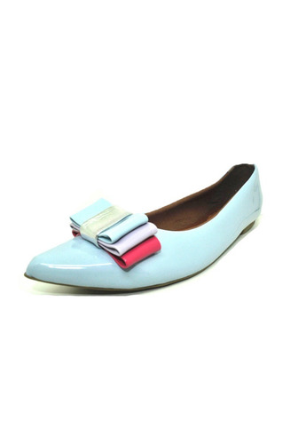 Sapatos Femininos Sapatilha Verniz Azul Bebe Laço Dani K