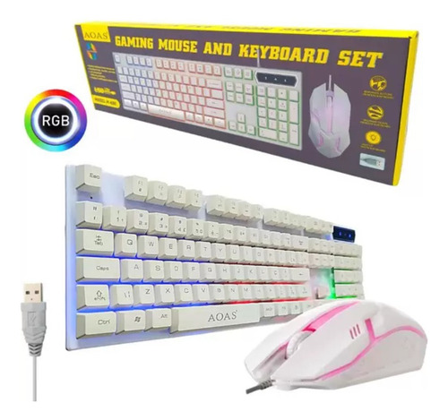 Combo Gamer Rgb Teclado Mouse Usb Luz Led Rainbow 3200dpi