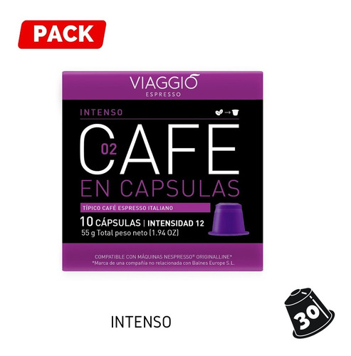 Pack 30 Cápsulas Café Viaggio Intenso Para Nespresso®