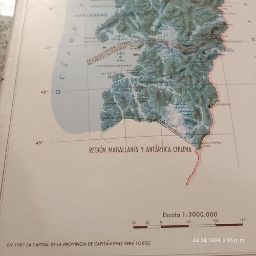 Mapa Región De Aisén 34x25cm. Imp. 1976 (Usado)