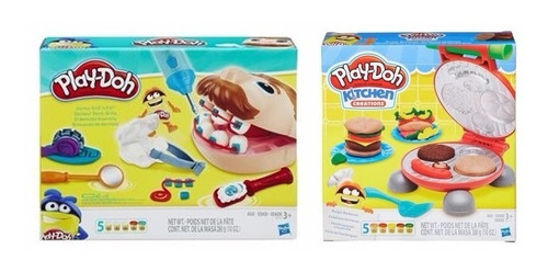 Kit Play Doh Dentista / Festa Do Hamburguer Hasbro