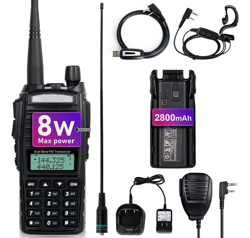 Kit Radios Walkie Talkies 8w Uhf Vhf Fm 2800mah & Cable Usb