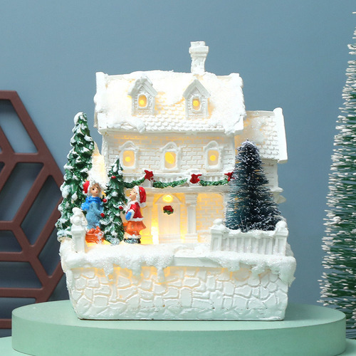 Mc Casa De Nieve Resplandeciente Adornos Navideños Little