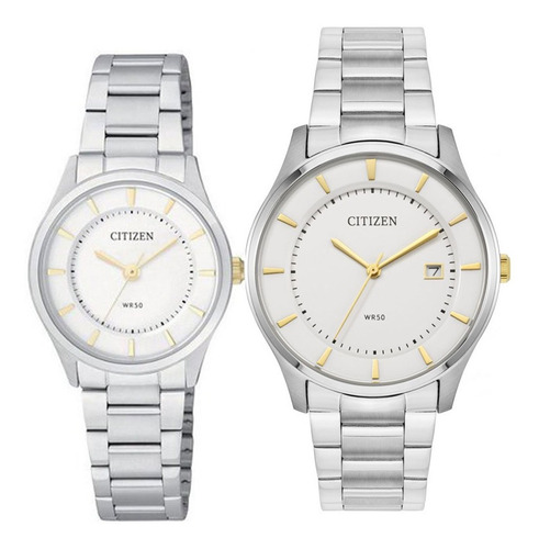 Pareja De Relojes Citizen Color Plateado Con Dorado Er0201-56b.bd0041-54b