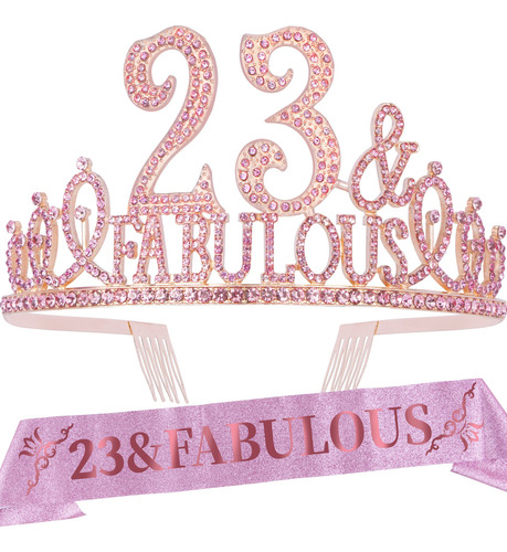 Banda Tiara Cumpleaño Numero 23 Para Mujer Fabuloso Juego: +