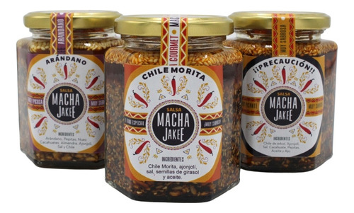 Salsa Macha Jakee, Chile De Árbol, Semillas, Sin Gluten250ml