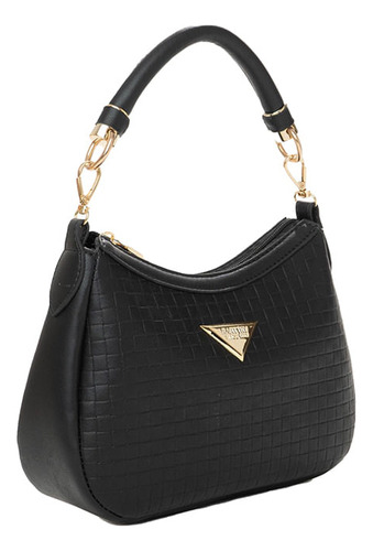 Bolsa Feminina Rafitthy Transversal Pequena Texturizada Cor Preto