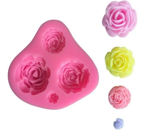 Molde Silicona Rosas Chicas Fondant  4 Tamaños Diferentes