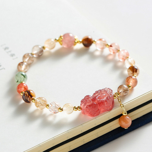 Pulsera Cordón Elástico Cristal Fresa 1