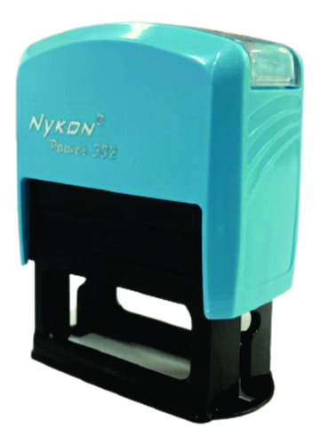 Carimbo Automatico Personalizado Nykon 302 38x14mm Cor da tinta Preto Cor do exterior Azul-claro
