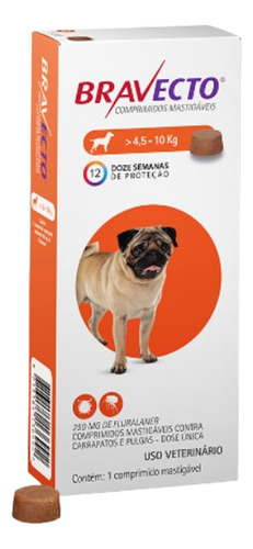 Bravecto® Cães 1 Comp. Mastigável 250mg Msd