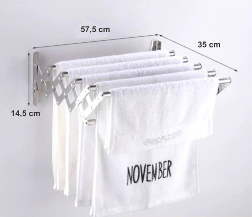 Imagen 2 de 6 de Tendedero Tender De Pared Plegable Acero Inoxidable P/ropa